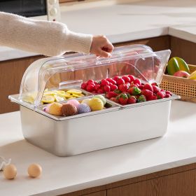 Countertop Food Serving Display Container 4 Pan Condiment Dispenser With Lid