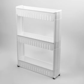 3-Tier Ultra-Thin Refrigerator Side Rack - Freestanding Storage Shelf, Suitable For Bathroom, Kitchen, Living Room - Durable Plastic Organizer Rack Wi