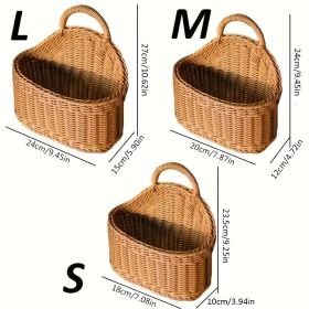 3-Piece Rattan-Style Wall Storage Baskets - Plastic Woven Hanging Baskets, Suitable For Kitchen, Home Decor, Multi-Purpose Wall Hanging Storage Contai