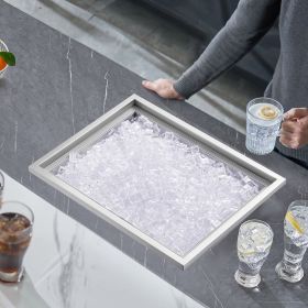 Drop In Ice Chest, 22'L X 17'W X 12'H Stainless Steel Ice Cooler, Commercial Ice Bin With Cover, 40 Qt Outdoor Kitchen Ice Bar, Drain-pipe And Drain P