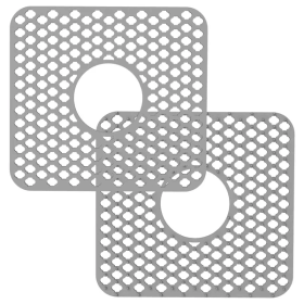 Silicone Grid Sink Mat With Central Drain Hole Non-Slip Kitchen Stainless Steel Sink Protector