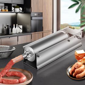 Horizontal Sausage Stuffer 7L/15Lbs Manual Sausage Maker With 5 Filling Nozzles Sausage Stuffing Machine For Home & Commercial Use Stainless Steel