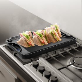 14x8.5 Inch Reversible Grill Griddle Pre-Seasoned BBQ Pan Cast Iron Black