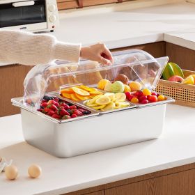 Countertop Food Serving Display Container 5 Pan Condiment Dispenser With Lid