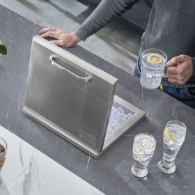 Drop In Ice Chest, 14'L X 12'W X 18'H Stainless Steel Ice Cooler, Commercial Ice Bin With Hinged Cover, 40 Qt Outdoor Kitchen Ice Bar, Drain-pipe And