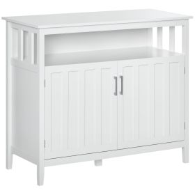 Sideboard Buffet Cabinet, Coffee Bar Cabinet with 2 Doors and Adjustable Shelves, Console Table for Kitchen Entryway Living Room, White