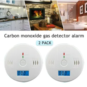 2 Pack LCD Display CO Carbon Monoxide Gas Detector Device Home Safety Alarm Detector Logistics Only For USPS.TK And TMEU Only For Self-pickup