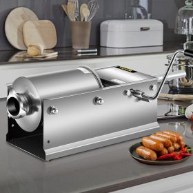 Horizontal Sausage Stuffer 3L/ 7Lbs Manual Sausage Maker With 5 Filling Nozzles Sausage Stuffing Machine For Home & Commercial Use Stainless Steel
