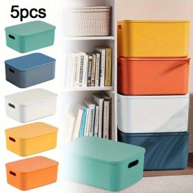 5-color Lidded Storage Boxes, Space-saving Rectangular Design, Easy To Label And Stack, Home Organization, Wardrobe Organization, Home Storage Supplie
