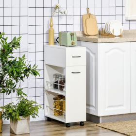 6.25" x 20.5" x 28.25" Rolling Narrow Bathroom Side Storage Cabinet