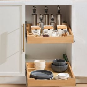 Pull Out Cabinet Organizer Soft Close Slide Out Shelf Wood Drawer 17'W X 21'D