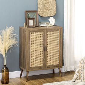 Sideboard Buffet Cabinet with Rattan Doors, Brown