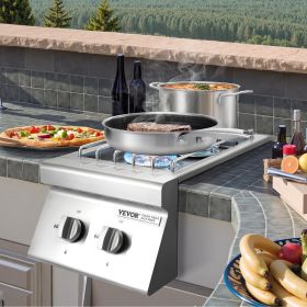 Double Grilling Side Burners For Outdoor 2x15,000BTU Propane & Natural Gas