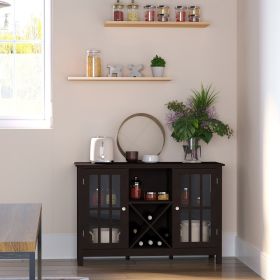 Sideboard, Door Serving Buffet Cabinet, Liquor Cabinet with Adjustable Shelves, 12 Bottle Wine Rack for Living Room, Kitchen, Espresso