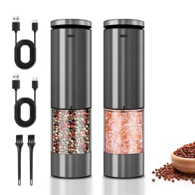 2 Sets Of Electric Salt And Pepper Grinders - Battery-powered, Adjustable For Grinding Fineness, Suitable For Home Kitchens, Made Of Durable Plastic (