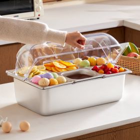 Countertop Food Serving Display Container 6 Pan Condiment Dispenser With Lid