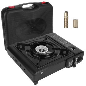 1Pc 3300W Portable Camping Stove Butane Canister Dual Fuel Burner Piezo Electric Ignition Single Burner With Automatic Tank Ejection Overpressure Cut