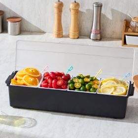 Chilled Condiment Server 4 Compartment Cold Serving Tray With Lid For Fruit