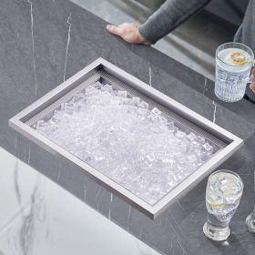 Drop In Ice Chest, 20'L X 14'W X 12'H Stainless Steel Ice Cooler, Commercial Ice Bin With Cover, 40 Qt Outdoor Kitchen Ice Bar, Drain-pipe And Drain P