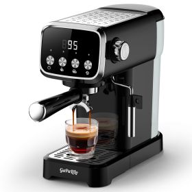 20 BAR Slim Espresso Machine With Milk Frother, Cup Warmer, 43 OZ Detachable Tank, For Espresso, Americano, Latte, Space-Saving, Screen Button, Black