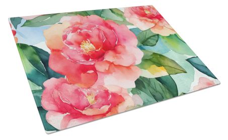 NEW Alabama Camellia in Watercolor Glass Cutting Board Decorative Tempered Glass Kitchen Cutting and Serving Board Large Size Chopping Board