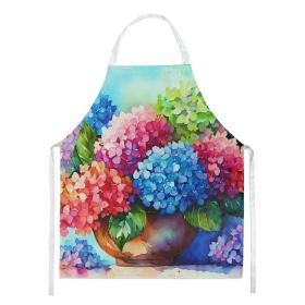 Hydrangeas in Watercolor Apron Cooking Kitchen Server Baking Crafts Gardening for Adult Women Men, Unisex, Large, Multicolor