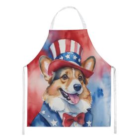 Corgi Patriotic American Apron Cooking Kitchen Server Baking Crafts Gardening for Adult Women Men, Unisex, Large, Multicolor