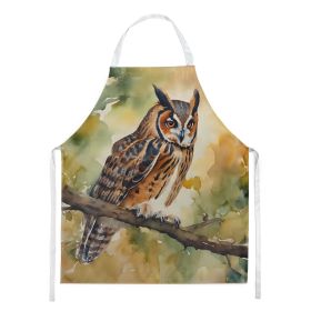Long-Eared Owl Apron Cooking Kitchen Server Baking Crafts Gardening for Adult Women Men, Unisex, Large, Multicolor