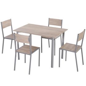 5 Piece Dining Table Set for 4, Rectangular Kitchen Table and Chairs, Dining Room Set for Breakfast Nook, Small Space, Apartment, Dinette, Space Savi