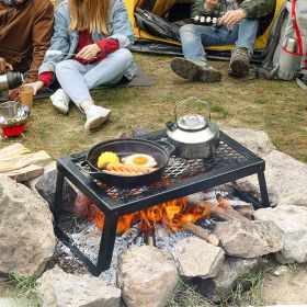Folding Campfire Grill, Heavy Duty Steel Mesh Grate, 18' Portable Camping Grates Over Fire Pit, Camp Fire Cooking Equipment With Legs Carrying Bag, Gr