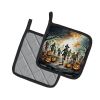 Zombies Spooky Halloween Pair of Pot Holders Kitchen Heat Resistant Pot Holders Sets Oven Hot Pads for Cooking Baking BBQ, 7 1/2 x 7 1/2