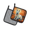 White German Shepherd Fall Pair of Pot Holders Kitchen Heat Resistant Pot Holders Sets Oven Hot Pads for Cooking Baking BBQ, 7 1/2 x 7 1/2