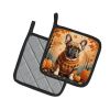 Fawn French Bulldog Fall Pair of Pot Holders Kitchen Heat Resistant Pot Holders Sets Oven Hot Pads for Cooking Baking BBQ, 7 1/2 x 7 1/2