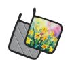 Daffodils in Watercolor Pair of Pot Holders Kitchen Heat Resistant Pot Holders Sets Oven Hot Pads for Cooking Baking BBQ, 7 1/2 x 7 1/2