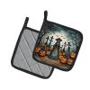 La Catrina Skeleton Spooky Halloween Pair of Pot Holders Kitchen Heat Resistant Pot Holders Sets Oven Hot Pads for Cooking Baking BBQ, 7 1/2 x 7 1/2