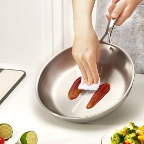 Triply Stainless Steel Frying Pan 3 Pcs Skillet 8 10 12 In For Dishwasher Silver