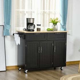 Mobile Kitchen Island with Storage (Option: Black-1245x530x190 mm)