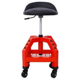 Pneumatic 360 Degree Swivel Stool, Mechanics Rolling Creeper Seat, Heavy Duty Rolling Mechanics Stool, Shop Stool With Casters Red (Option: Red)