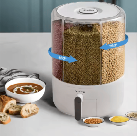 Rice Storage Containers Food Grain Cereal Bins Pet Food Storage Yikexiomi Bucket (Option: White)