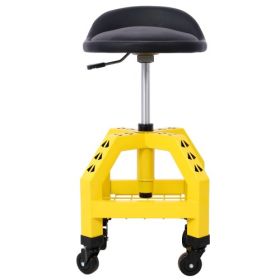 Pneumatic 360 Degree Swivel Stool, Mechanics Rolling Creeper Seat, Heavy Duty Rolling Mechanics Stool, Shop Stool With Casters Red (Option: Yellow)