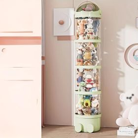 Stackable Plush Toy Storage Box With Drawer Transparent PET Material Zipper And Lid Closure (Option: Apple Green 4layers)