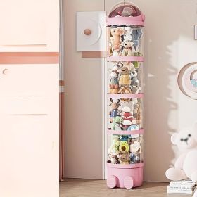 Stackable Plush Toy Storage Box With Drawer Transparent PET Material Zipper And Lid Closure (Option: Apple Pink 4layers)