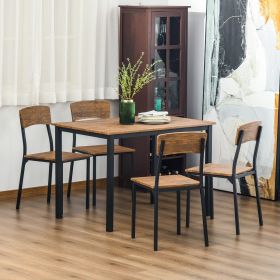 Dining Table Set for 4 (Option: Rustic Brown-1215x790x200 mm)