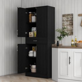 71" Kitchen Cabinet with Drawer and Adjustable Shelf (Option: Black-1150x440x290 mm)