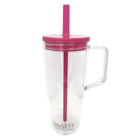 Made Of BPA-free, Double-walled, Leak-proof, Portable Cup Holder With Straw Handle, Suitable For Both Hot And Cold Drinks, Car Cup Holder, Office Gift (Option: Red)