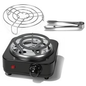 1Pc Electric Charcoal Burner 500W Hookah Charcoal Burner Compact Coal Burner For Hooka Cubes Shisha With Grill And Tongs 5 Temperature Gears Thermosta (Option: Black)