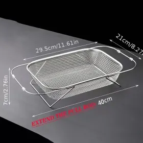 Expandable Stainless Steel Kitchen Sink Drain Basket - Adjustable Dish, Bowl & Cutlery Washing Rack With Space-Saving Design, Drains Forks, Knives, Fr (Option: medium)