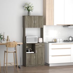 Freestanding Rustic Kitchen Buffet with Hutch (Option: Gray-945x485x165 mm)