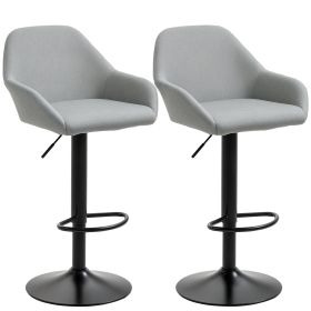 Adjustable Bar Stools, Swivel Counter Height Barstools with Footrest and Back, PU Leather and Steel Round Base, for Kitchen Counter and Dining Room, (Option: Grey-580x430x500 mm)