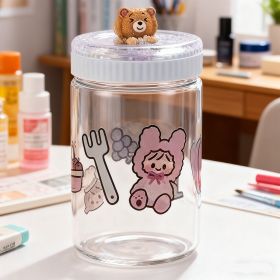 Cartoon Bear Glass Bottle 350ml (Option: Purple)